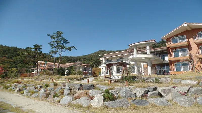 산림문화휴양관 앞 넓은 천연 잔디마당과 야외 쉼터