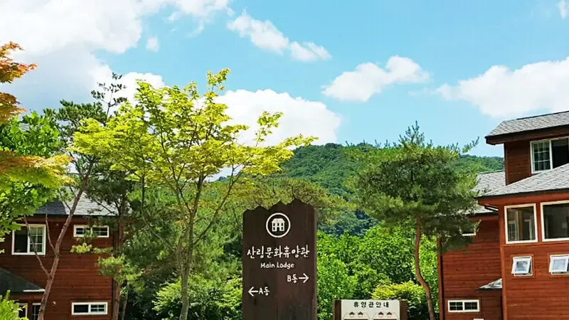 운악산 기암괴석 병풍 아래 자리잡은 휴양림 전경