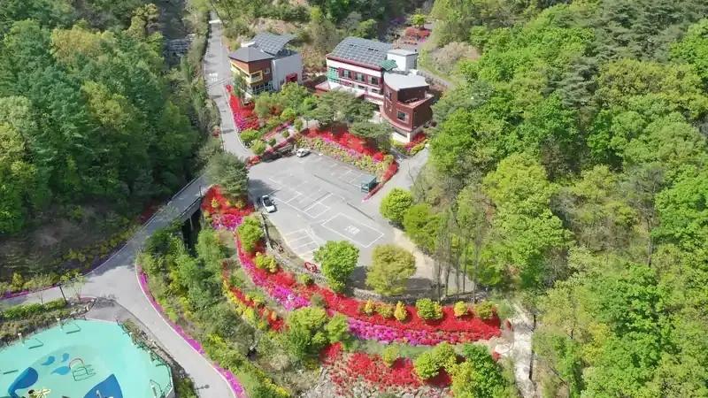 무제봉 청정 활엽수림 속 생거진천자연휴양림 전경