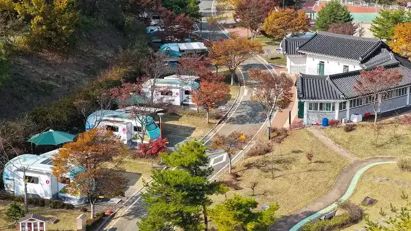 낙동강 백사장변 단호샌드파크 캠핑장 전경 파노라마